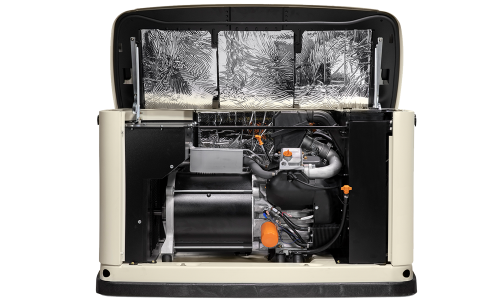 Generator with the front open | 22kW Generac Generator